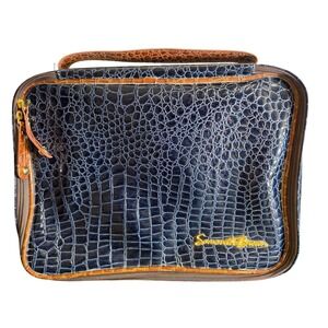 Samantha Brown Navy Croc Embossed Travel Organizer Case with 4 Removable Pouches